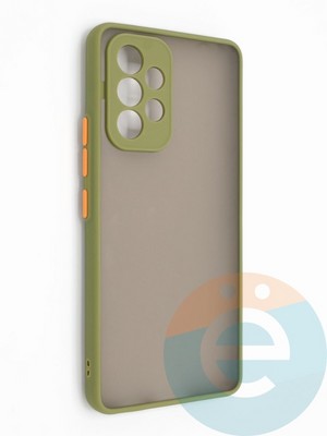 Накладка пластиковая с силиконовой окантовкой с защищенной камерой для Samsung Galaxy A53 5G хаки - фото 49186