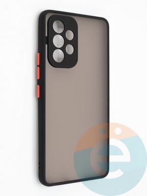Накладка пластиковая с силиконовой окантовкой с защищенной камерой для Samsung Galaxy A33 5G черная - фото 49182