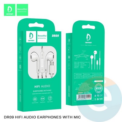 Гарнитура Denmen DR09 на Type-C 1.2м белая - фото 46796