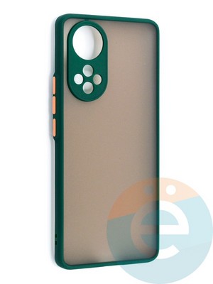 Накладка пластиковая с силиконовой окантовкой с защищенной камерой для Huawei Honor 50 зеленая - фото 46912