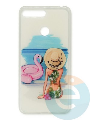 Накладка силиконовая Girl Style для Huawei Honor 7A Pro/Y6 2018 Beach - фото 47256