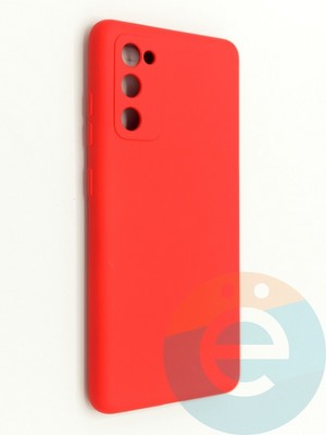 Накладка Silicone Cover (без логотипа, с защитой камеры) для Samsung Galaxy S20FE красная - фото 47259