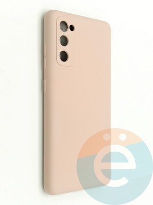 Накладка Silicone Cover (без логотипа, с защитой камеры) для Samsung Galaxy S20FE пудровая - фото 47261