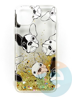 Накладка Переливашка на Apple iPhone 11 бульдожек - фото 47268