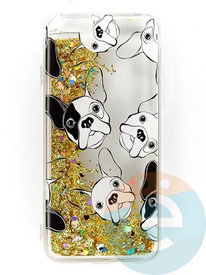 Накладка Переливашка на Apple iPhone 6/6S бульдожек - фото 47303