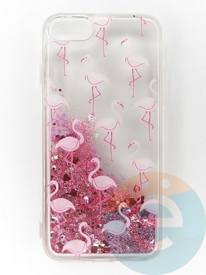 Накладка Переливашка на Apple iPhone 7/8/SE 2020 фламинго - фото 47310