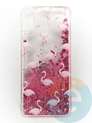 Накладка Переливашка на Xiaomi Redmi 9A фламинго - фото 47425