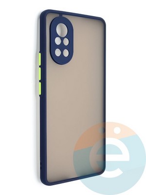 Накладка пластиковая с силиконовой окантовкой с защищенной камерой для Huawei Nova 8 синяя - фото 48601