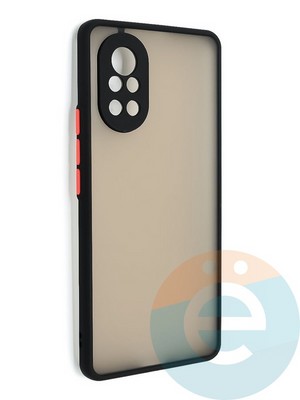 Накладка пластиковая с силиконовой окантовкой с защищенной камерой для Huawei Nova 8 черная - фото 48603