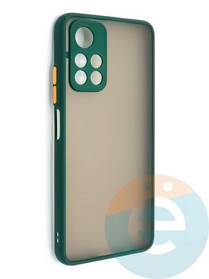 Накладка пластиковая с силиконовой окантовкой с защищенной камерой для Poco M4 Pro 5G зеленая - фото 48620