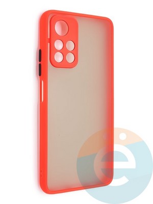 Накладка пластиковая с силиконовой окантовкой с защищенной камерой для Poco M4 Pro 5G красная - фото 48621