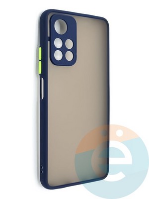 Накладка пластиковая с силиконовой окантовкой с защищенной камерой для Poco M4 Pro 5G синяя - фото 48622