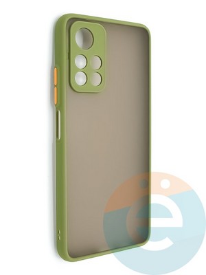 Накладка пластиковая с силиконовой окантовкой с защищенной камерой для Poco M4 Pro 5G хаки - фото 48624