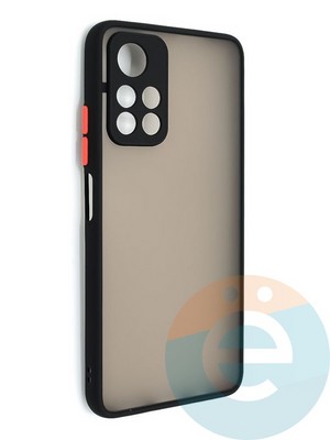 Накладка пластиковая с силиконовой окантовкой с защищенной камерой для Poco M4 Pro 5G черная - фото 48625