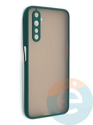 Накладка пластиковая с силиконовой окантовкой с защищенной камерой для Realme 6 Pro зеленая - фото 48626