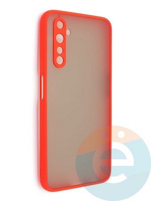 Накладка пластиковая с силиконовой окантовкой с защищенной камерой для Realme 6 Pro красная - фото 48627