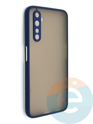 Накладка пластиковая с силиконовой окантовкой с защищенной камерой для Realme 6 Pro синяя - фото 48628