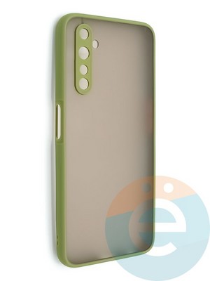 Накладка пластиковая с силиконовой окантовкой с защищенной камерой для Realme 6 Pro хаки - фото 48630