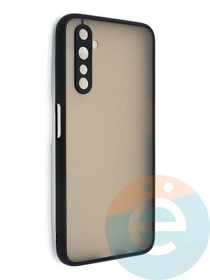 Накладка пластиковая с силиконовой окантовкой с защищенной камерой для Realme 6 Pro черная - фото 48631