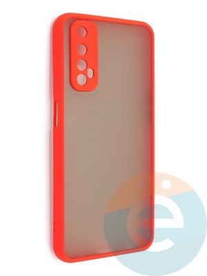 Накладка пластиковая с силиконовой окантовкой с защищенной камерой для Realme 7 красная - фото 48633