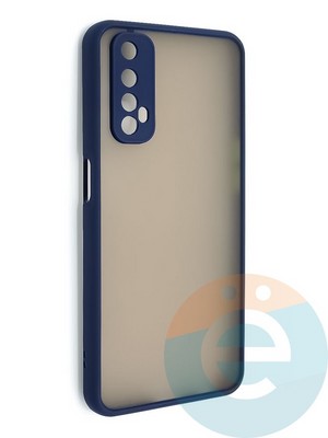 Накладка пластиковая с силиконовой окантовкой с защищенной камерой для Realme 7 синяя - фото 48634