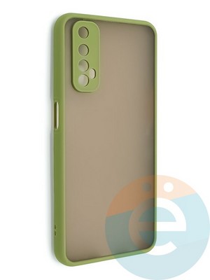 Накладка пластиковая с силиконовой окантовкой с защищенной камерой для Realme 7 хаки - фото 48636