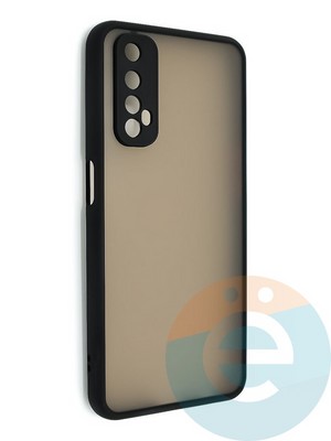 Накладка пластиковая с силиконовой окантовкой с защищенной камерой для Realme 7 черная - фото 48637