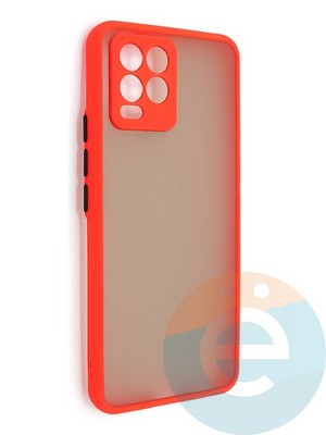 Накладка пластиковая с силиконовой окантовкой с защищенной камерой для Realme 8/8 Pro красная - фото 48639