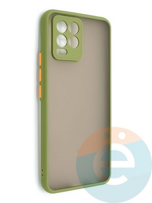 Накладка пластиковая с силиконовой окантовкой с защищенной камерой для Realme 8/8 Pro хаки - фото 48642