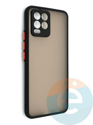 Накладка пластиковая с силиконовой окантовкой с защищенной камерой для Realme 8/8 Pro черная - фото 48643