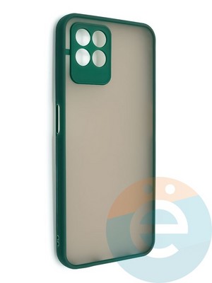 Накладка пластиковая с силиконовой окантовкой с защищенной камерой для Realme 8i зеленая - фото 48644