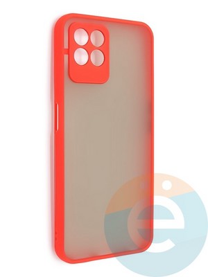 Накладка пластиковая с силиконовой окантовкой с защищенной камерой для Realme 8i красная - фото 48645