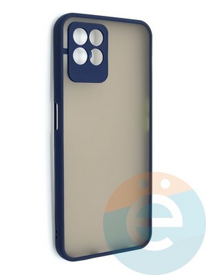 Накладка пластиковая с силиконовой окантовкой с защищенной камерой для Realme 8i синяя - фото 48646