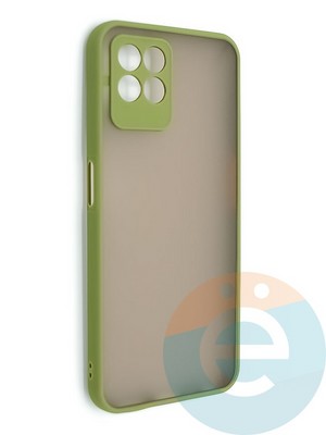 Накладка пластиковая с силиконовой окантовкой с защищенной камерой для Realme 8i хаки - фото 48647