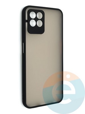 Накладка пластиковая с силиконовой окантовкой с защищенной камерой для Realme 8i черная - фото 48648