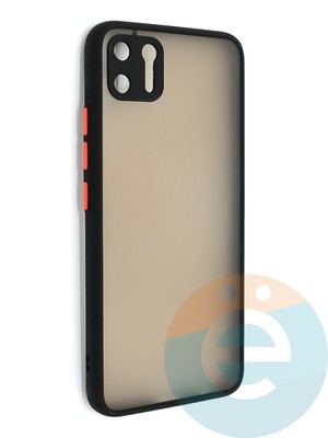 Накладка пластиковая с силиконовой окантовкой с защищенной камерой для Realme C11 черная - фото 48654