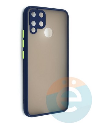 Накладка пластиковая с силиконовой окантовкой с защищенной камерой для Realme C15 синяя - фото 48657