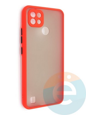 Накладка пластиковая с силиконовой окантовкой с защищенной камерой для Realme C21 красная - фото 48661