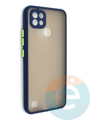 Накладка пластиковая с силиконовой окантовкой с защищенной камерой для Realme C21 синяя - фото 48662