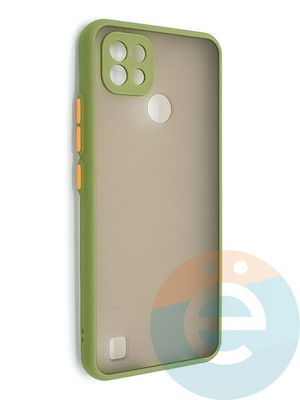 Накладка пластиковая с силиконовой окантовкой с защищенной камерой для Realme C21 хаки - фото 48664