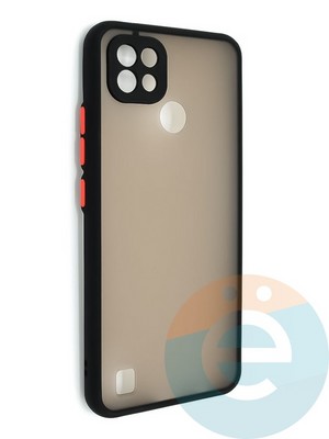 Накладка пластиковая с силиконовой окантовкой с защищенной камерой для Realme C21 черная - фото 48665
