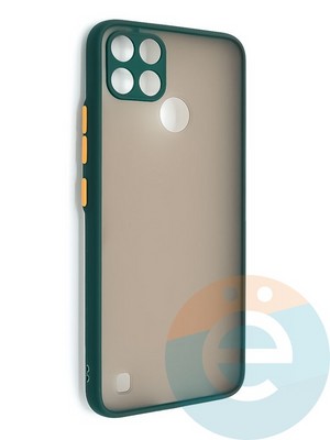 Накладка пластиковая с силиконовой окантовкой с защищенной камерой для Realme C21Y зеленая - фото 48666