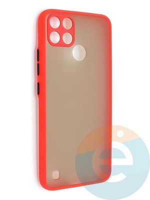 Накладка пластиковая с силиконовой окантовкой с защищенной камерой для Realme C21Y красная - фото 48667