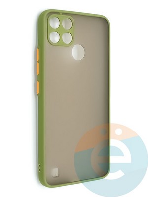 Накладка пластиковая с силиконовой окантовкой с защищенной камерой для Realme C21Y хаки - фото 48669