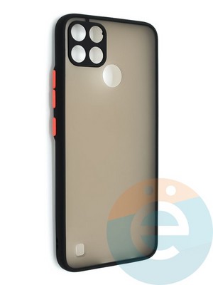 Накладка пластиковая с силиконовой окантовкой с защищенной камерой для Realme C21Y черная - фото 48670