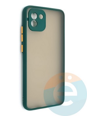 Накладка пластиковая с силиконовой окантовкой с защищенной камерой для Samsung Galaxy A03 зеленая - фото 48676