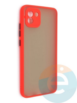 Накладка пластиковая с силиконовой окантовкой с защищенной камерой для Samsung Galaxy A03 красная - фото 48677