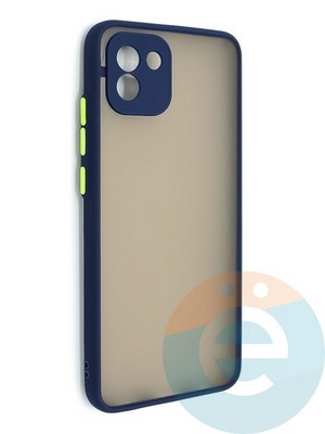 Накладка пластиковая с силиконовой окантовкой с защищенной камерой для Samsung Galaxy A03 синяя - фото 48678