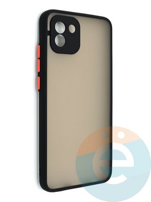 Накладка пластиковая с силиконовой окантовкой с защищенной камерой для Samsung Galaxy A03 черная - фото 48680
