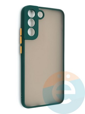 Накладка пластиковая с силиконовой окантовкой с защищенной камерой для Samsung Galaxy S22 Plus зеленая - фото 48691